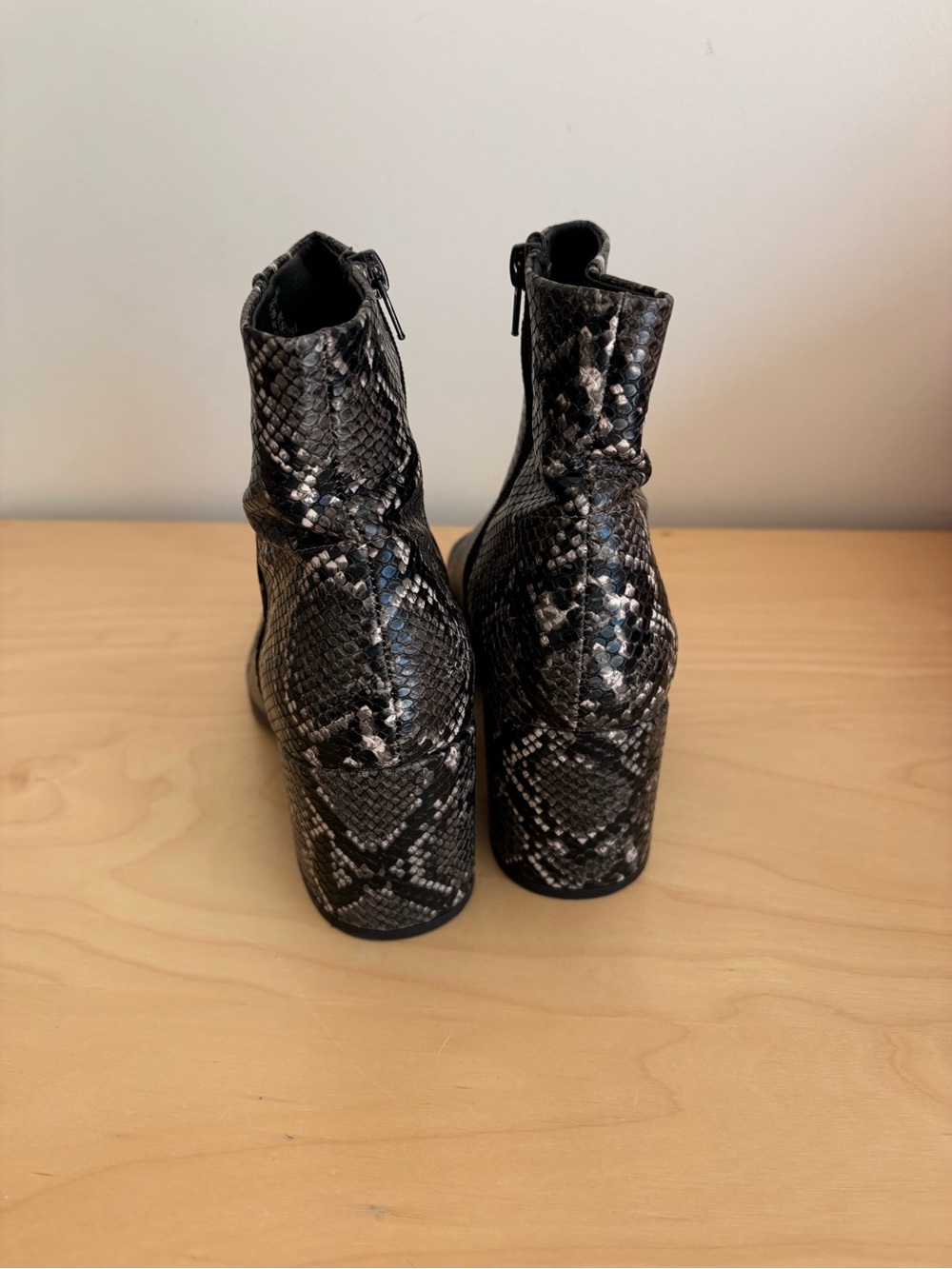 Madden Girl Snake-Print Pointed Toe Ankle Boots - Women's Black/Grey - Picture 4 of 10